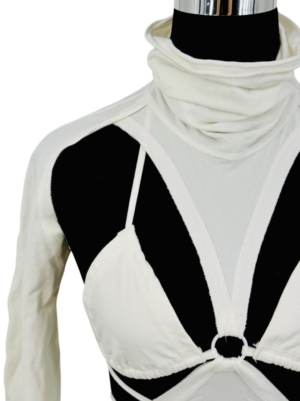 Dolls Kill White Strappy Cutout Ruched Sides Mini Dress| Rave Cyber Grunge Siren - Picture 3 of 13